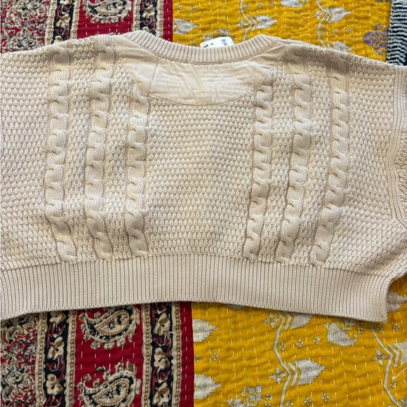 We The Free Cropped Heritage Ivory/Beige Cable Knit Cardigan - Picture 8 of 12